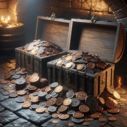 Small chest of coins