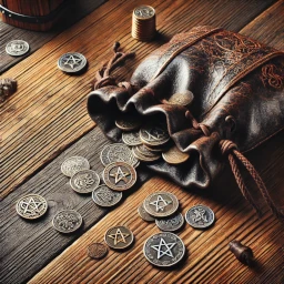 Leather purse spilling coins